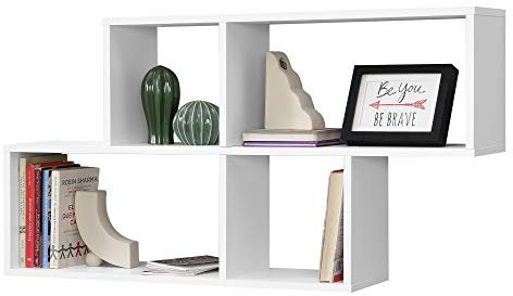 Mensola da Parete con 4 Scomparti a Cubo/Rettangolo 100 x 19,5 x 53 cm Scaffale Pensile con Ripiani Portaoggetti Libreria - Bianco