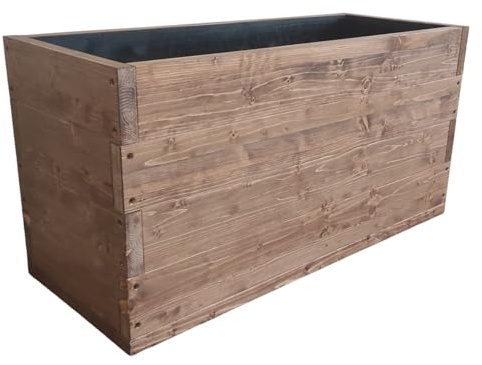 TOTAL WOOD 2012 Jardinière rectangulaire en Bois avec revêtement intérieur, pour Usage intérieur extérieur 100x40x50 cm Noyer foncé imprégné Également sur Mesure