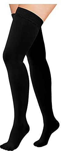 Evolyline Medizinische Kompressionsstrümpfe, 20-30 mmHG Stützstrümpfe für Damen & Herren,Medizinische Klasse 2 Schenkelstrümpfe, Verhindern Krampfader ( Schwarz XXL)