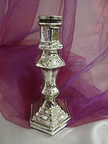 Edler Kerzenleuchter Kerzenhalter Kerzenständer Bauernsilber Silber Glas 20,5 cm