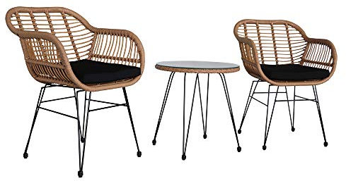 Alightup Salon de Jardin Exterieur en Resine Tressée 2 Places Meubles Résine Ensemble Table et Chaises Coussins d´Assise Amovibles Mobilier de Jardin avec du Verre Trempé Osier Tressé à la Main