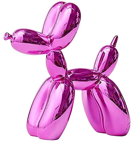 KKLT Ballonhund Skulptur 10 Farben Desktop Ornamente,Polyresin Mit Metallic Finish Ballon Hund Modell Handwerk Skulptur Für Office Startseite-Rosenrot 17x17x7cm(7x7x3inch)