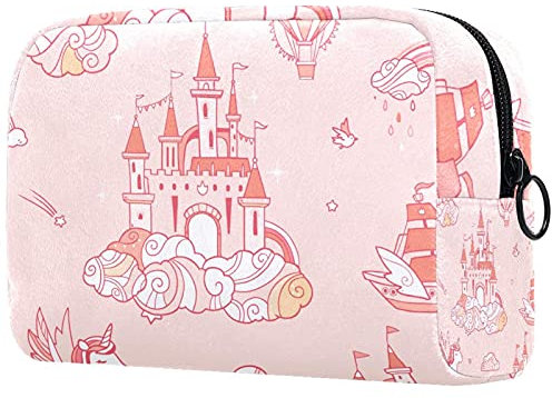 Magic Unicorn Castle Pattern Travel Makeup Bag Large Cosmetic Bag Makeup Case Organizer Zipper Pouch for Women Girls