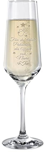 Sekt-Glas mit Gravur - mit Name gravieren - Beste Patentante - Personalisiertes Geschenk, Sektkelch, für die Patentante, Geburtstag, Weihnachten I Lasergravur, 200 ml
