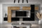 Furnitech Wohnwand Wohnzimmer - Wohnzimmer Möbel mit LED Weiß - Hängend Wohnwand Modern - Wohnzimmer Schrankwand mit Regale und TV Schrank (AN91NEW-21DZB-HGM27)