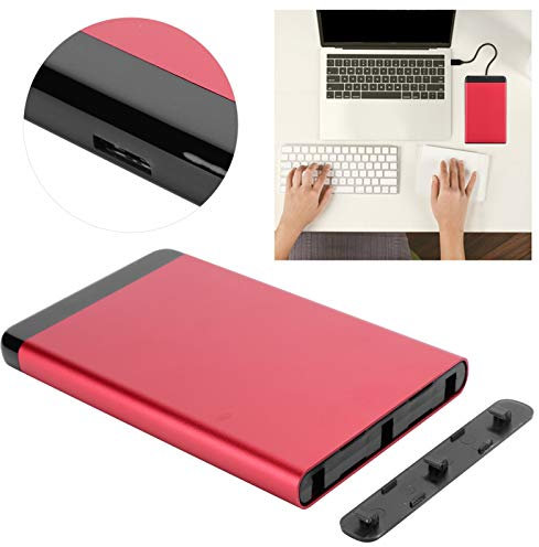 Portable Hard Disk Box, USB3.0 Mobile Hard Disk Box, Aluminum Alloy Disk Box Mobile Hard Disk Box, 2.5in SSD/HDD SATA Aluminum Alloy Enclosure 8TB for Outdoor Working Laptop Accessories Computer(red)