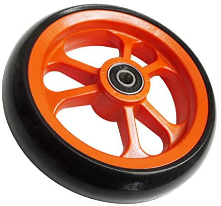 FabaCare Fiberrolle für Rollstühle, Rollstuhlrad, Ersatzrad, Rad, Rollstuhl-Lenkrolle, Spezialversiegelung, 5 Zoll, Orange