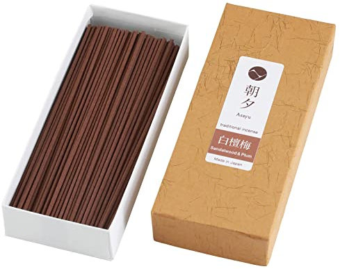 Asayu Japan Incienso Tradicional Japonés de Sándalo y Flor de Ciruelo - Varillas Aromáticas para Meditación, Relajación y Yoga, Hecho en Japón - 40g