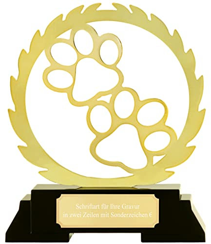Druckspezialist Pokal Trophäe Serie Mignon Hund Hundepfote Tatze Metall mit Gravur