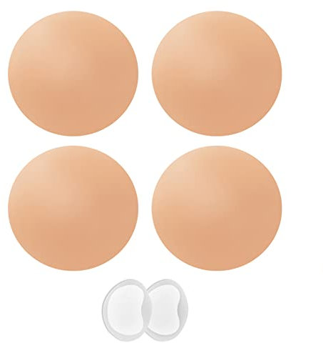 Bafully Women Silicone Nipple Covers 2 Pairs Breast Pasties Reusable Adhesive Invisible Silicone Cover for Backless Dress(8CM（ A-C Cups ）, Coffee)