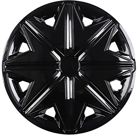 Hubcaps für die meisten Fahrzeuge - (Set von 4) Radabdeckungen Hub Caps Rim Cover Autozubehör für Räder,Schwarz,15 Inch