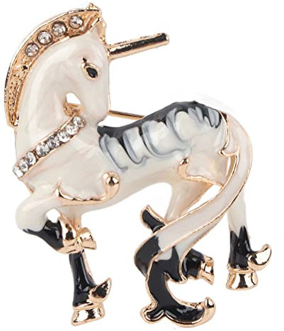 Zerodis Kristall-Einhorn-Brosche, Kreative, Exquisite, Diamantierte Einhorn-Brosche, Anstecknadel, All-Match-Party-Corsage-Accessoires für Frauen, Mädchen, Anzug, Accessoires, Schmuck