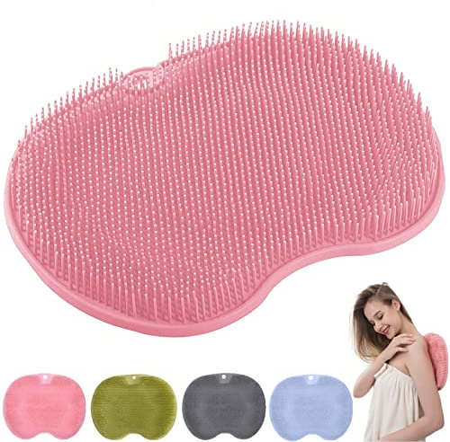 Utschfestes Silikon-Massagepad,Dusch Rückenschrubber, Rückenschrubber-Massagematte mit rutschfesten Saugnäpfen,Silikon Dusch Rückenschrubber, Badematte für Peeling,Badematten(Rot)