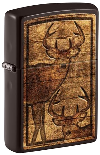 Zippo Windproof Lighter, Outdoor Wooden Nature, Brown, Colour Image, Refillable, Reusable, Windproof Design, Gift Box, Made in USA
