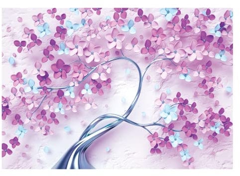 Vlies Fototapete 3D EFFEKT Blumen Baum Abstrakt Optik - inkl. Kleister - für Wohnzimmer Schlafzimmer Vliestapete Wandtapete Vlies Tapete Motivtapeten Montagefertig (312x219 cm)