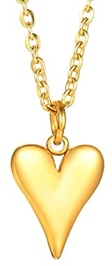 Mesnt Collier Edelstahl Gold, Damen Liebe Anhänger Halsketten aus Edelstahl 50CM, Gold