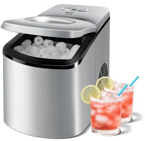 Taurus - Machine à glaçons | 14 kg/24 h | Puissante 150W | Silencieuse | Capacité du réservoir d'eau 1.7L | Affichage numérique | Pratique et fonctionnel | Acier inoxydable | Gris