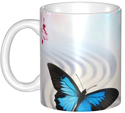 Zen Design Keramiktassen mit Schmetterlingen, perfekt für Kaffee, Tee und heißen Kakao – stilvolle Tassen für Zuhause und Büro