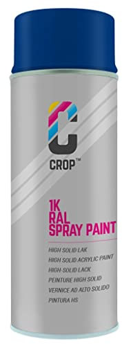 CROP Bombe de peinture RAL 5002 Bleu Outremer - Brillant satiné - 400ml - Bombe aérosol Bleu - 100% inaltérable - Séchage rapide - Intérieur & Extérieur - RAL5002