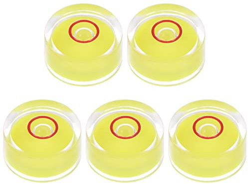 sourcing map Runde Wasserwaage, 18 x 9 mm, Mini-Wasserwaage, rund, Bullseye, für Nivellierkamera, Stativ, Teleskop, Werkstatt, Plattenspieler, Bilderrahmen, Gelb, 5 Stück