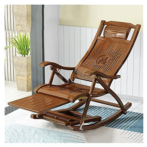 Lässiger Sitzstuhl, klappbarer Liegestuhl aus Bambus für den Außenbereich, Lounge-Stühle, 3-in-1-Schaukelstuhl aus Holz mit dehnbarer Fußstütze, Faltbarer Zero-Gravity-Liegestuhl Good