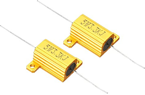 PATIKIL 2 Stück 5W 3.3K Ohm Aluminium Hülle Widerstand Gehäuse Draht Widerstände Schraube Tap Leistungswiderstand Goldton