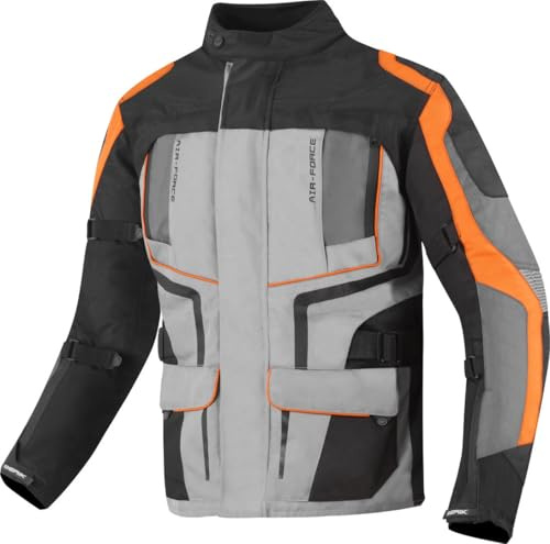 Berik Safari wasserdichte 3in1 Motorrad Textiljacke, schwarz/grau/orange, 48
