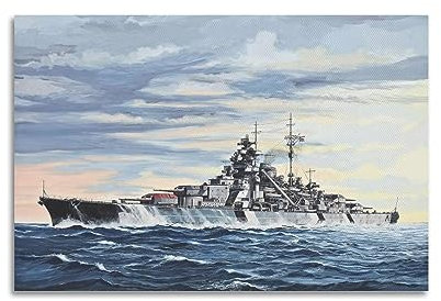 WARL Kriegsposter Deutsches Schlachtschiff Bismarck, dekoratives Gemälde, Leinwand-Kunstbild, 60 x 90 cm