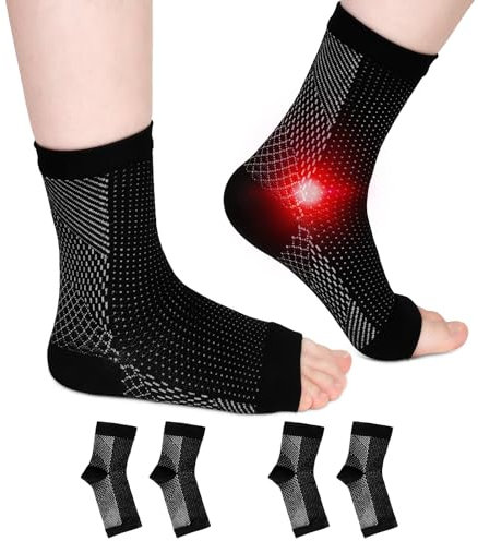 ALTcompluser 2 Paar Orthopädische Kompressionssocken, Neuropathie Socken, Neuropathie Knöchelbandage Socken, Plantarfasziitis Fussbandagen Sprunggelenk Sport Damen Herren(40-46 Schwarz)