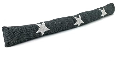 heimtexland ® Zugluftstopper Fischgrät mit Applikation Bestickt Windstopper Fensterdichtung Türdichtung Landhaus Deko Kissen Typ856 Stern Anthrazit