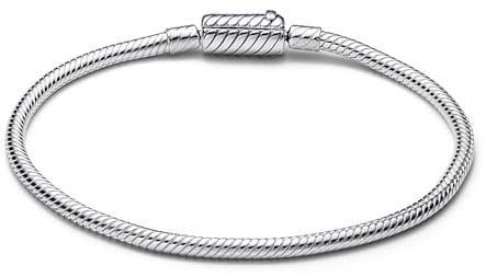 PANDORA Moments Schlangen-Gliederarmband mit Magnetverschluss aus Sterling Silber, Kompatibel Moments, Größe: 21 cm, 590122C00-21