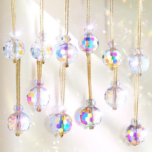 nuyikaso Kristalle zum Aufhängen 12 Stück 25mm Bunt Sonnenfänger Kristall Prisma Weihnachtsbaum Ornament für Weihnachten Hochzeit Party Home Decor