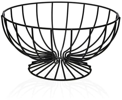 Versa Frutero Negro Metal Cerámica Acero 26 x 11 x 26 cm - Marca EAN: 8420327538024