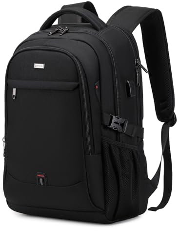 VINBAGGE Wasserdicht Anti Diebstahl Rucksack 15,6 Zoll Laptop Rucksack Herren Schulrucksack Großer Business Notebook Backpack für Arbeit Schule Reisen Männer Jungen - Schwarz