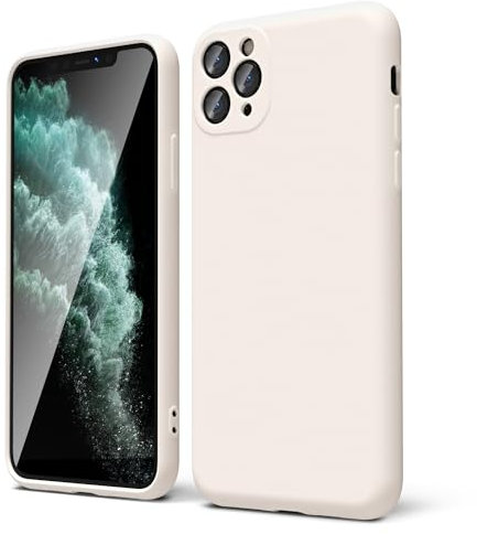 oakxco for iPhone 11 Pro Max Phone Case Liquid Silicone, Thin Slim Soft Rubber Gel TPU Plain Simple Cover for Women Girl Cute, Matte Solid Color, Beige Stone Cream