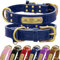 Senristar Personalisierte Hundehalsband aus Echtem Leder mit Eingraviertem Namensschild - Langlebiges und Stilvolles Hundehalsband für Kleine, Mittlere und Große Hunde (XL, Blau)