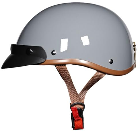 Mezzo Casco Da Motociclista Retrò Casco Scodella ECE Omologato Caschi Jet E Demi-Jet Caschi Cromwell Con Boucle Dégagement Rapide Per Uomo Donna Biker Cruiser Scooter Touring 4,XL;61-62CM