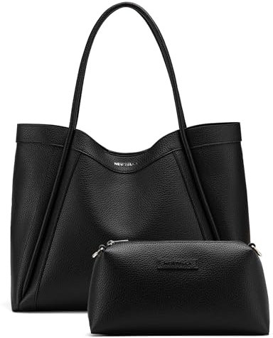 NEWBELLA Große Kelly Tote Bag für Damen, Crossbody Handtasche Hobo mit Geldbörse, Schwarz, Large