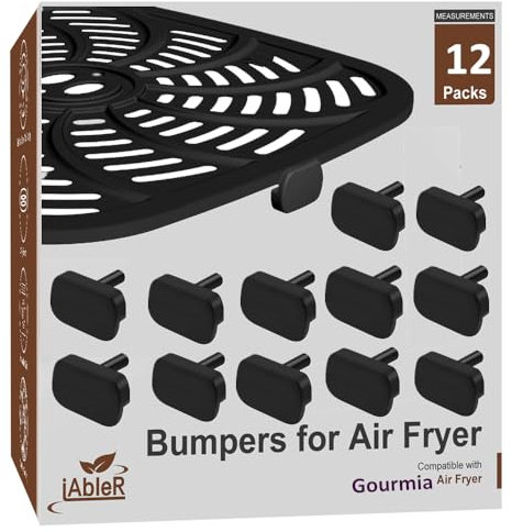 Original Air Fryer Rubber Feet for Gourmia Air Fryers, 12-Packs Upgraded Food Grade Air Fryer Silicone Rubber Bumpers, Rubber Tabs, Rubber Tips for Gourmia Air Fryer Tray, High Temperature Resistant