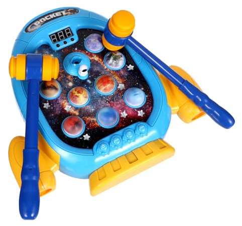 Toyvian Interactive Space-Themed Toy with Hammers - Educational Pounding Game for Kids - Music & Rhythm Development - Safe Plastic Material - 12.2 X 8.66 X 1.97 Inches