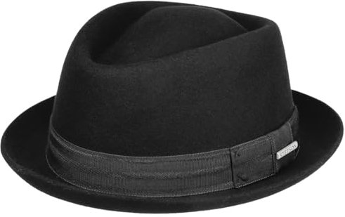 Stetson Classic Pork Pie Wollhut Herren Sommer Winter schwarz S (54-55 cm)