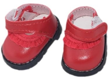 Fenteer 17 cm Puppenschuhe, Puppenzubehör, bezaubernd, handgefertigt, Mädchen-Puppen-Outfits, DIY-Puppenspielzeug zum Herstellen von Puppenspielzeug, Rot