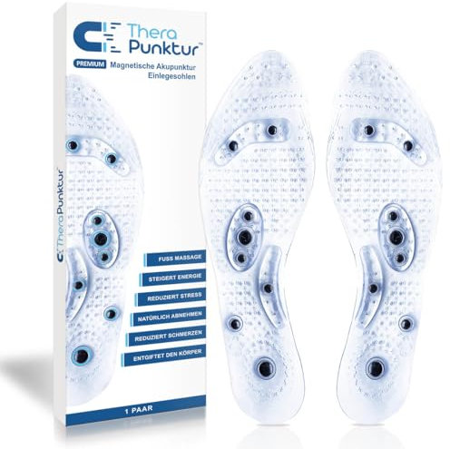 TheraPunktur Akupressur Einlegesohlen, Magnetische Orthopädische Einlegesohlen, Natürliche Fußmassage & Akupunktur beim täglichen Gehen, Fördert Wohlbefinden & Durchblutung, 1 Paar - 27cm (40-44)