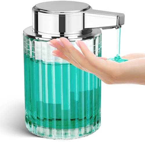 Phneems Seifenspender Automatisch Glas Elektrischer Seifenspender Mit Sensor 3 Stufen Verstellbar Soap Dispenser Automatic SpüLmittelspender USB-Aufladung IPX5 Waterproof FüR Bad KüChe Gel