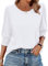 Aokosor Womens Tops 3/4 Sleeve T Shirts for Women UK Crew Neck Tunic Womens Blouses Ladies Tops Size 10-12 White