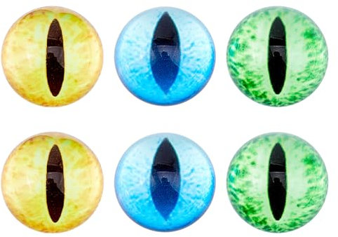 SUPERFINDINGS 3 Paar 3 Farben Halbrunde Augen 30mm Augäpfel Glasaugen Katzenaugen Drachenaugen Glaskuppelaugen Cabochons Sicherheitsauge Zum Häkeln Ton Schmuckherstellung