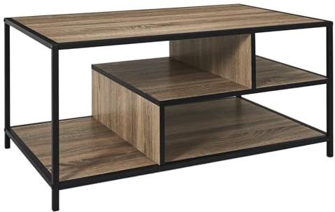 HOME DECO FACTORY Messerblock Bambus unbestückt Natur | Edison Couchtisch, modernes Design, integrierter Stauraum, Wohnzimmer, pflegeleicht, robust, 90x42x55cm, braun und schwarz