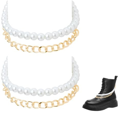 Hobbspring Schuh Charm Ketten Metall Stiefelarmbandkette Metall Schuhkette Dekoration Für Stiefel Mit Glocke Für DIY Freizeitschuh Stiefel Dekoration
