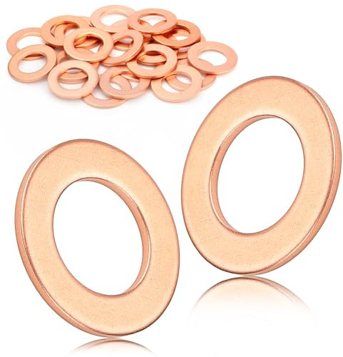 Mbsomnus Joint Cuivre Vidange M10 x 14 mm Joint Bouchon Vidange 20 Pièces Rondelles Bouchon de Vidange Voiture pour L'étanchéité Raccordement Conduites D'huile Accessoires de Carburant