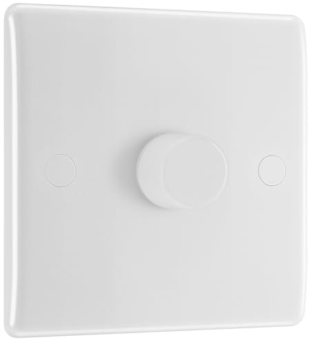 BG Smart Single Master/Primary Wall Dimmer Light Switch, Wi-Fi, App, Voice Assistant and Manual Control, 2-Way, Round Edge, 800 Series, White Moulded, 881M/HC